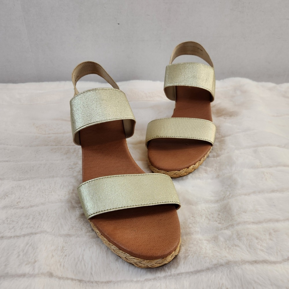 Tommy Bahama Sakura Gold Metallic Espadrille Wedge‎ Sandals Womens Size 10M